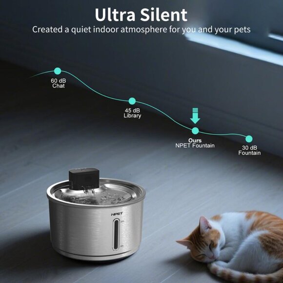 NPET Cordless Cat Water Fountain Stainless Steel, 1Gallon/135oz (NWT) - Picture 4 of 9